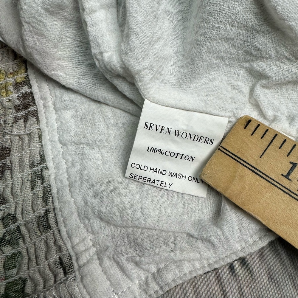 Seven Wonders Floral Puff Sleeve Cropped Blouse 100% Cotton Cottagecore Sz US 8 - Picture 7 of 7